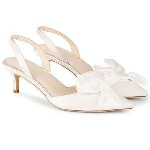 Reagan Bella Belle - Slingback Ivory Kitten Heel Bridal Shoes with Bow